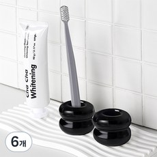 Saenghwalgongsik 高級陶瓷胖馬卡龍牙刷架, 6個, 黑色