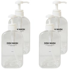 newnlook 浴室按壓瓶 廚房洗碗精補充瓶 500ml x 2p + 洗碗精標籤 2p 套組, 2套, 透明