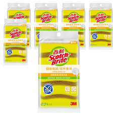 3M Scotch-Brite 百利 好握型海綿菜瓜布 細緻餐具/茶杯專用 黃色, 5片, 6包