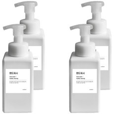 newnlook 方形慕斯瓶 洗手液補充空瓶 450ml + Q標籤貼紙 洗手液組合, 4套, 白色(補充空瓶)