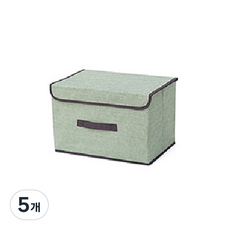 살림마녀 접이식 패브릭 수납박스 L, 그린, 5개