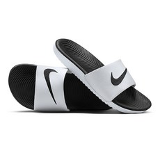 NIKE 耐吉 兒童款 KAWA SLIDE GS/PS 運動拖鞋 819352-100, 黑色 + 白色, 24cm