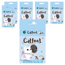 Catfeet 天然環保豆腐砂 7L 除臭 圓形長條設計 快凝結可沖馬桶, 活性碳, 6袋