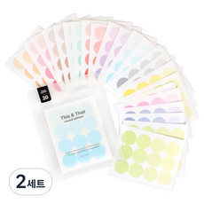 wannathis This & That 圓形彩色貼紙 12款 x 2張組合, 2套, 透明 20mm