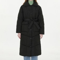 ab.plus 女款翻領鈕扣口袋附腰帶保暖長版鋪棉外套 LSY4MU81
