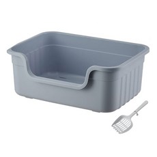 AOTTO 創意傢俱 開放式大開口巨無霸貓砂盆 附貓砂鏟 DOG-501, 灰色, 1個