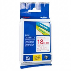 TZeTAPE TZe護貝標籤帶 18mm, 白底紅字, 8m