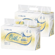 春風 抽取式擦手紙巾, 5包, 2袋