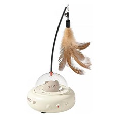 智慧電動逗貓玩具/自嗨解悶自動雷射羽毛逗貓棒/貓咪寵物用品玩具車, 1個, 奶咖色, 單一商品