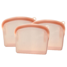 프렐류드 멜로우 실리콘 지퍼백 핑크, 3개, 2L