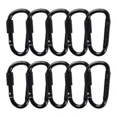 MoveZet 高強度露營掛鉤登山扣 10入, 黑色, 10個