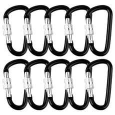 D形旋轉鎖安全扣環 10入, 黑色