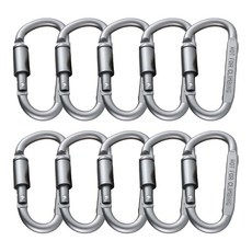 MoveZet 高強度露營掛鉤登山扣 10入, 灰色, 10個