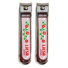 NIKKEN 不鏽鋼指甲剪 粉小花 - 輕巧便攜 優雅花漾設計, 2支