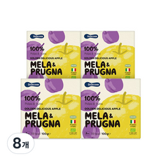 베베쿡 유기농 멜라퓨레 100g x 2p, 사과 + 푸룬 혼합맛, 200g, 8개