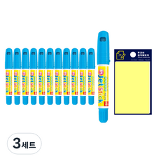 東亞 固體螢光筆 ZETT STICK 12p + TOCORBIE 便利貼 組, 天藍色(ZETT STICK), 黃色(便利貼), 3套