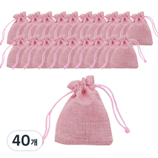 彩色麻料包裝袋 小, 粉紅色, 40個