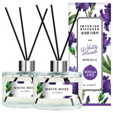 코멧 디퓨저 200ml 2개 + 섬유스틱 10개 세트, 화이트 머스크, 1세트