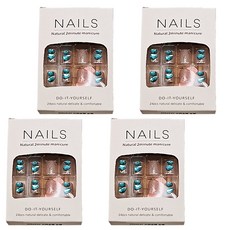 Paula's Nail 寶拉美甲 星月蝴蝶寶石美甲 美甲貼片 AP69200, 4入, 冰藍人魚眼淚/短款, 4件