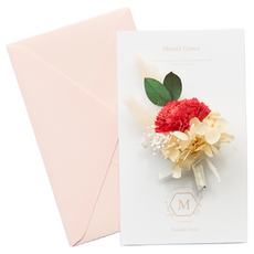 munid Grace 康乃馨胸花卡片組 熱情紅, 紅色, 1組