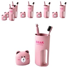 알럽홈 칫솔 베어컵 세트, 핑크, 6개