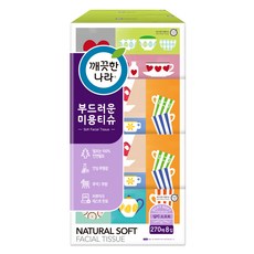 깨끗한나라 부드러운 천연펄프 미용티슈, 1개입, 8개