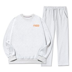 NSD 남성용 빅사이즈 그리드 스몰로고 기모 맨투맨 트레이닝 세트
