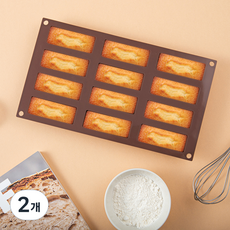 comet 廚房長方形矽膠烘焙模具12格, 2個, 棕色