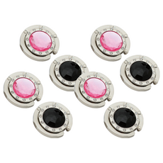 Life Plus 水晶閃亮便攜式包包掛鉤, 愛戀粉 + 時尚黑, 4個