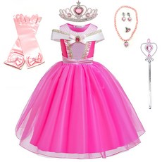 奢華公主洋裝 + 蝴蝶結手套 6件組