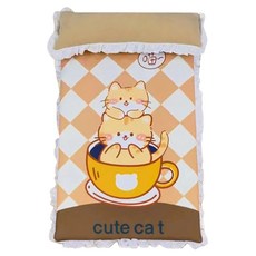 寵物夢工廠 日系寵物睡墊, 橘色貓咪 橘色 + 白色, 1個