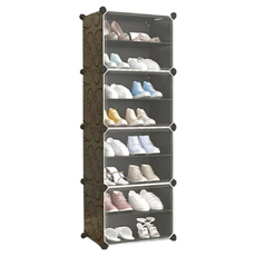 京太陽 8層組合鞋櫃 4門 44cm*31*127cm, 黑色 透明門, 1個