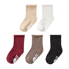 JumpingChickpea 嬰幼兒無壓迫滾邊襪5雙組