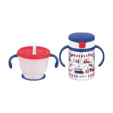 Richell 利其爾 AQ Mug系列 吸管學習杯組, 1組, 藍色系