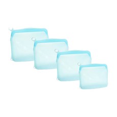 OUTSY 可密封果凍QQ矽膠食物夾鏈袋 4入組, 食品級矽膠 安全無毒 經久耐用, 可重複使用環保好清洗, 耐冰耐熱 可微波加熱, 500ml + 1000ml + 1500ml, 1組