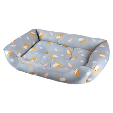 哈囉毛孩 方形涼感寵物墊 手感滑順 舒適透氣 四季皆宜 靠枕 防滑底布, L, 灰柴犬, 1個