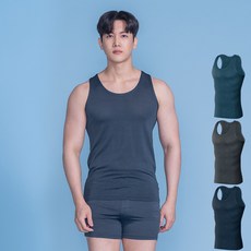 Dinobasi 男士綠色人造絲素色背心3件組