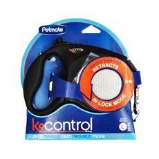 Petmate K9 鎖定回縮 自動伸縮拉繩 人體工學握把 反光設計, 黑色, 1盒
