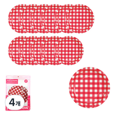 파티쇼 체크 접시 레드 18cm, 6개입, 4개