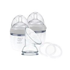 haakaa 第三代多功能哺餵基礎款3 in 1, 160ml 矽膠奶瓶, 集乳喇叭吸盤, 矽膠瓶蓋, 鐵灰色, 1組