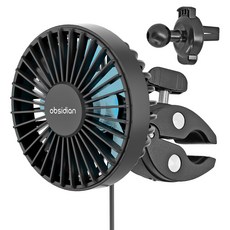 옵시디언 차량용 집게 송풍구 USB 미니선풍기 3단, CT-FA03+CT-H28, 블랙
