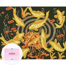 DCLARE 相框畫布型鑽石畫 DIY 套組 40 x 50 cm, 1套, 黃金鯉魚