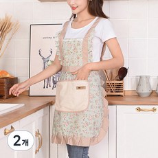 2gramplus 咖啡廳 幼兒園 毛巾 口袋 圍裙, 綠色, 2個