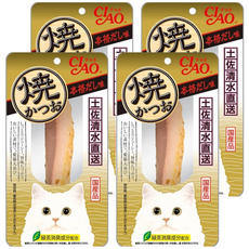 INABA CIAO 啾嚕 宗田鰹燒魚柳條 貓零食 YK-05 真高湯風味 日本國產品 綠茶消臭成分配合 土佐清水港直送, 18g, 4包