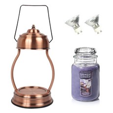 YANKEE CANDLE Rajja + 蠟燭加熱器 + 燈泡 2 件套, 取暖器（銅），蠟燭（薰衣草）