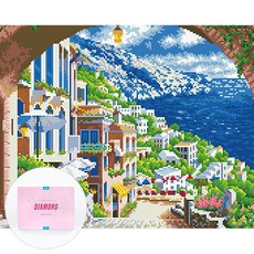 DCLARE 相框畫布型鑽石畫 DIY 套組 40 x 50 cm, 1套, 海邊村莊