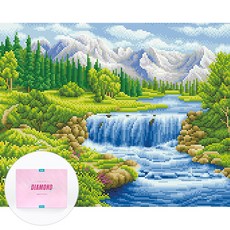 DCLARE 相框畫布型鑽石畫 DIY 套組 40 x 50 cm, 1套, 涼爽的溪谷