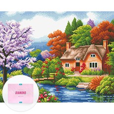 DCLARE 相框畫布型鑽石畫 DIY 套組 40 x 50 cm, 1套, 櫻花村