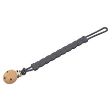 OhBabyLying 深灰色 柔軟矽膠編織奶嘴防掉鏈, 1條