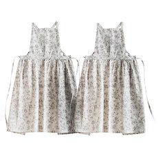 Hello Gem 教師 花藝師 花店 廚房 大尺碼 防水 花朵圖案 連身裙式 長版圍裙, 白色, 2個